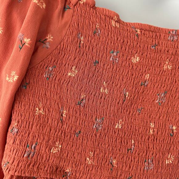 Lucky Brand Women's Ruffle Square Neck Cropped Floral Top L Large New - Picture 8 of 12